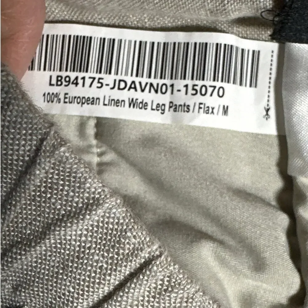 QUINCE 100% European Linen Wide Leg Pants Flax Beige Sz M Pockets Boho Beachy